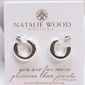 Natalie Wood Designs Just Dance Mini Hoop Earrings in Silver Tone $38 New